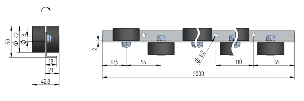 Rollenleiste Typ 802 allseitenrolle