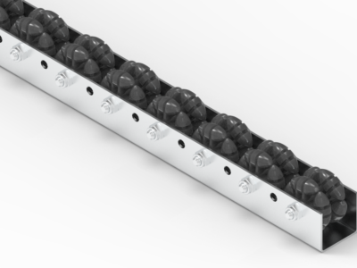 Rollenleiste Typ 520AS - mit antistatischen Multidirektionale Rollen ø50 - L=2000mm
