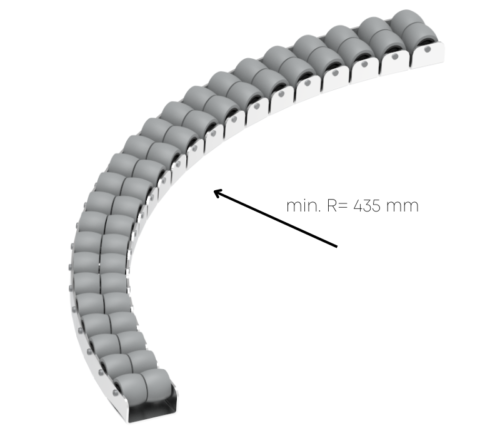 Rollenleiste Typ 200GZ - gummierte Rollen - Torsionsprofil 1M - L=1983mm