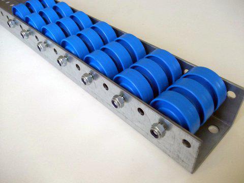 740-Rollenschienen-roller-rails-Tragrollen-rollers-PVC Rollenleiste Typ 740 - 3-fach PVC-Rollen ø48mm, blau - L=2000mm