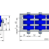 740-wymiary Rollenleiste Typ 740 - 3-fach PVC-Rollen ø48mm, blau - L=2000mm
