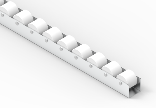 Listwa-T100PTFE_N.84-1 Rollenleiste Typ 100P - PE-Rollen ø28mm, Lebensmittelindustrie - L=2000mm