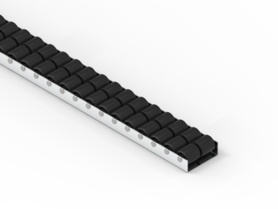 Listwa-T50B_N.75 Mini-Rollenleiste Typ 50B - Niedrigprofil 20mm, Doppelrollen ø17mm - L=2000mm