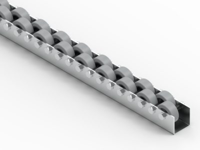 Listwa-T655_N-1 Rollenleiste Typ 655G - gummierte Rollen ø42mm - L=2000mm