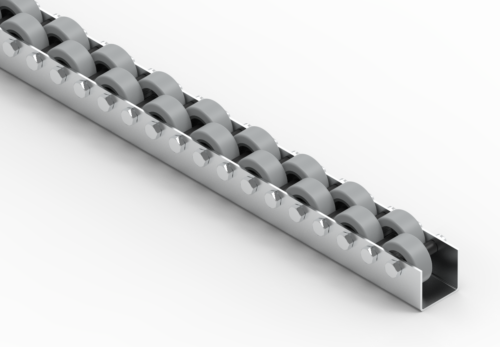 Rollenleiste Typ 655G - gummierte Rollen ø42mm - L=2000mm
