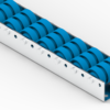 Listwa-T740_N Rollenleiste Typ 740 - 3-fach PVC-Rollen ø48mm, blau - L=2000mm