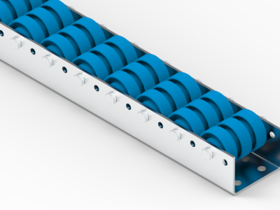 Listwa-T740_N Rollenleiste Typ 740 - 3-fach PVC-Rollen ø48mm, blau - L=2000mm