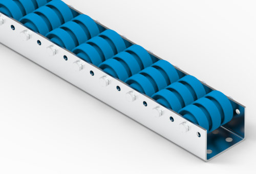 Listwa-T740_N Rollenleiste Typ 740 - 3-fach PVC-Rollen ø48mm, blau - L=2000mm