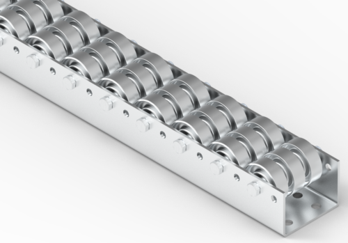 Rollenleiste Typ 741 - 3-fach Stahlrollen ø48mm, -30°C bis +140°C - L=2000mm