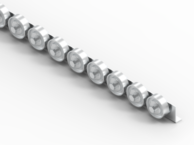 Listwa-T805 Rollenleiste Typ 805 - Stahlrollen ø48mm, -30°C bis +140°C - L=2000mm