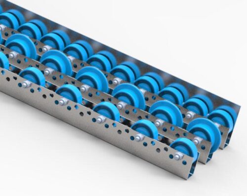 listwy-Rollenschienen-roller-rails-Tragrollen-rollers0 Rollenleiste Typ 620 - PVC-Rollen ø48mm P50 - L=2000mm
