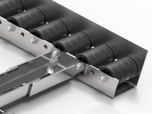 1528-04-00.124 Rollenleiste Typ 681 – Vierfachrollen PP ø42mm, Gleitlager, P54 – L=2000mm