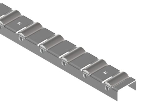2_Listwa-T200ST-odwrocona Selbstreinigende Rollenleiste Typ 200STR – POM-C/Inox-Rollen ø27mm, bis +100°C – L=2000mm