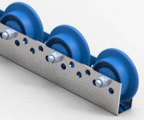 Rollenleiste Typ 620K – Bund-Rollen PVC ø48/66mm, Kugellager, P75 – L=2000mm