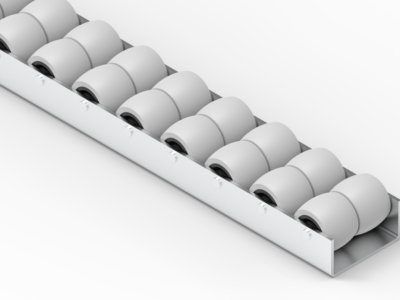 Listwa-T200G_N Gummierte Rollenleiste Typ 200G – Gummirollen ø30mm, P33mm – L=2000mm