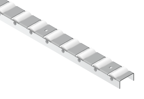 Selbstreinigende Rollenleiste Typ 200PR – PE-Rollen ø28mm, umgekehrtes Profil – L=2000mm