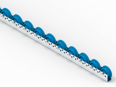 Rollenleiste Typ 620K – Bund-Rollen PVC ø48/66mm, Kugellager, P75 – L=2000mm