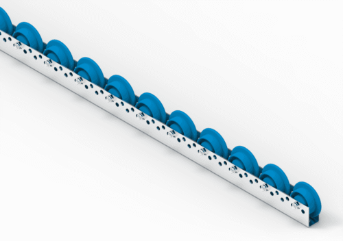 Rollenleiste Typ 620K – Bund-Rollen PVC ø48/66mm, Kugellager, P75 – L=2000mm