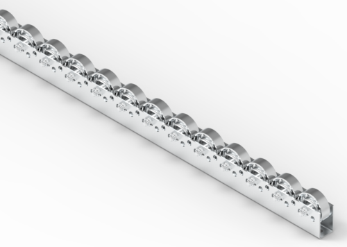 Rollenleiste Typ 621 – Stahlrollen ø48mm, Kugellager, P50 – L=2000mm