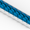 Rollenleiste Typ 640L – L-Profil mit Seitenführung, Doppelrollen PVC ø48mm, Kugellager, P55 – L=2000mm