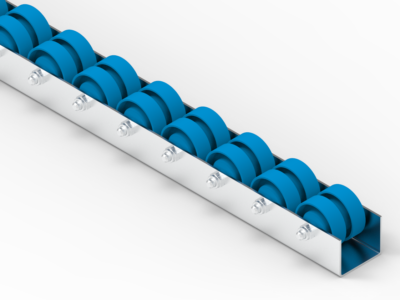 Rollenleiste Typ 640 – Doppelrollen PVC ø48mm, Kugellager, P55 – L=2000mm