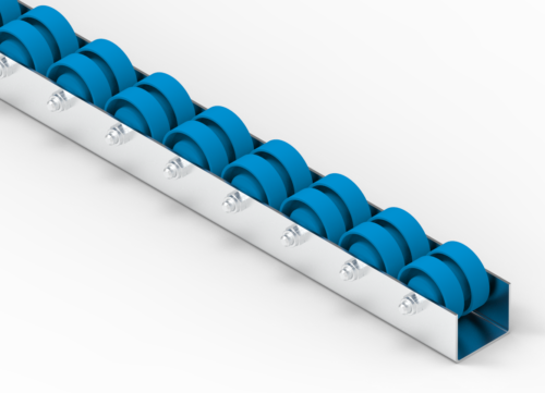 Rollenleiste Typ 640 – Doppelrollen PVC ø48mm, Kugellager, P55 – L=2000mm