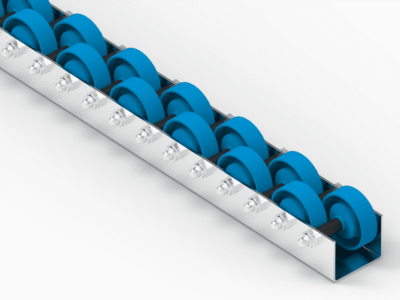 Rollenleiste Typ 641 – Doppelrollen PVC ø48mm, Kugellager, P31 – L=2000mm