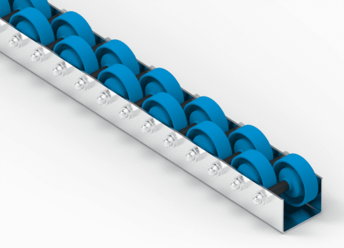 Rollenleiste Typ 641 – Doppelrollen PVC ø48mm, Kugellager, P31 – L=2000mm