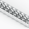 Rollenleiste Typ 645L – L-Profil mit Seitenführung, Stahlrollen ø48mm, Kugellager, P55 – L=2000mm