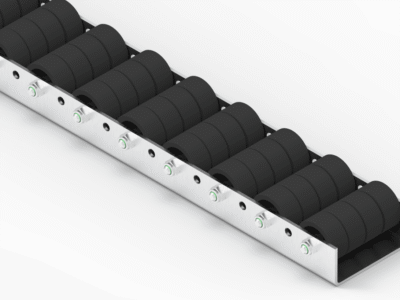 Rollenleiste Typ 681 – Vierfachrollen PP ø42mm, Gleitlager, P54 – L=2000mm