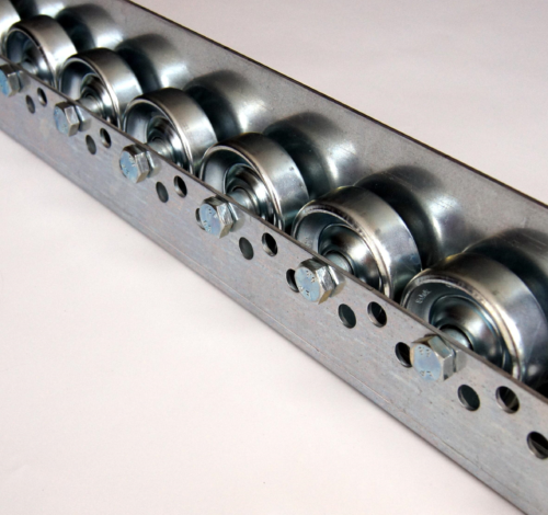 listwa_rolkowa_typ_621l_2mm Rollenleiste Typ 621L – L-Profil mit Seitenführung, Stahlrollen ø48mm, Kugellager, P50 – L=2000mm
